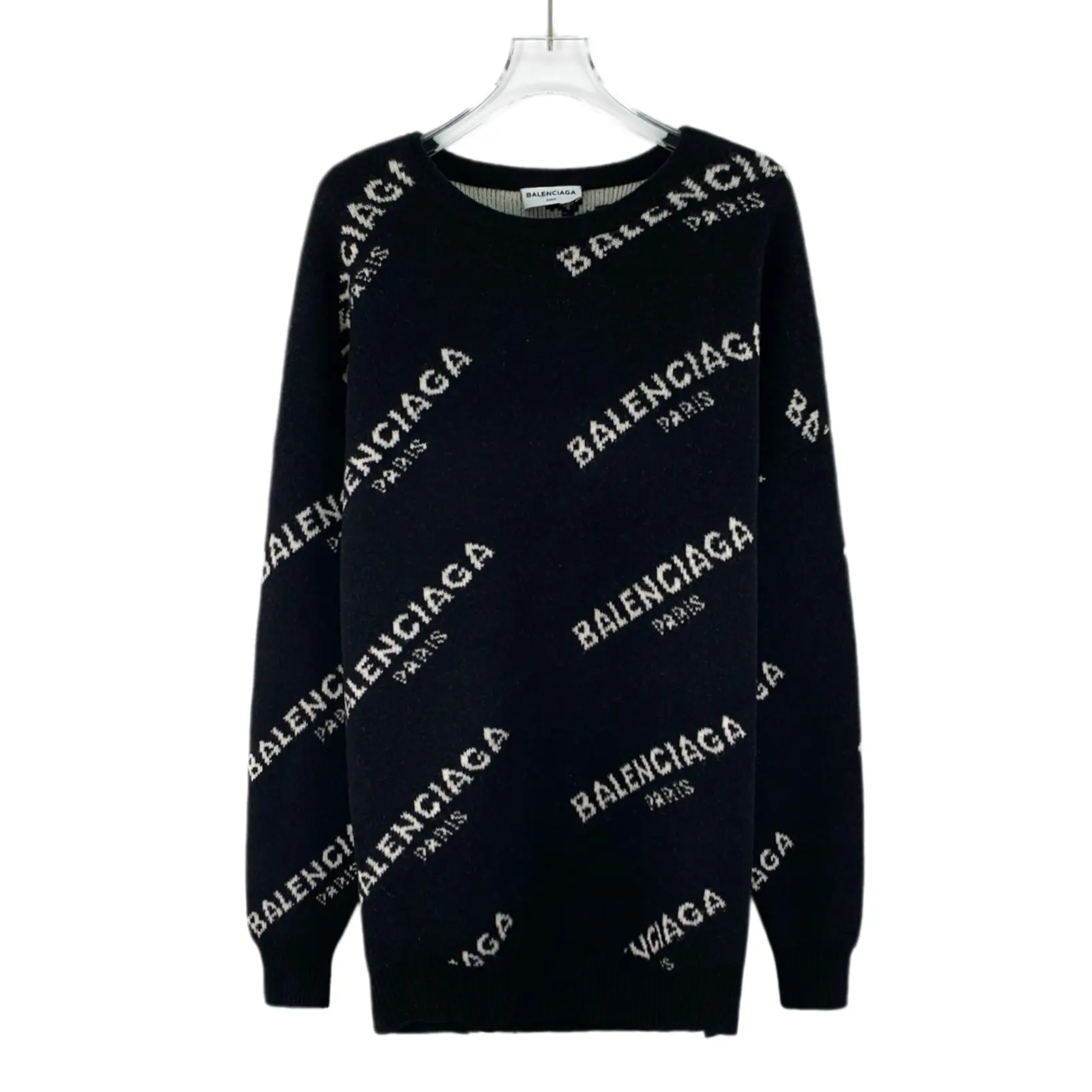 RDLT - Balenciaga Black Logo Letter Print Knit Sweater Size N/A