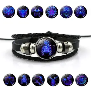 12 Zodiac Leather Adjustable Bracelet,Spirit Bracelets Zodiac, Aries bracelet，Serene Manifestation Bracelet, Zodiac Bracelet, Zodiac Guardian Bracelet,  Gift for Constellation Lover，Men's and Women's Birthday Jewelry Gift Packaging Box.