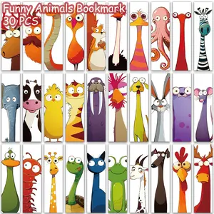 30Pcs Funny Cartoon Animals Bookmarks Set - Cute Peeking Animal Paper Bookmarks for Kids, Students, Reading Lovers and Classroom Rewards