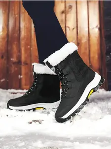 Women's Warm High-Top Snow Boots - Thick Cotton Insulation   Anti-Slip Sole, Windproof Waterproof Design, Perfect for Hiking & Daily Outfits Footwear, Casual Warm Boots Ladies Women Fashion Chic Comfort