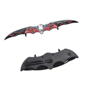 13" Zombie Skull Bat Design 2 Blade Folding Knife Collectable Gift