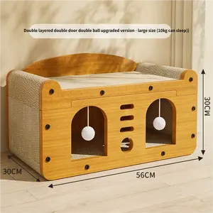 Eco-Friendly Corrugated Paper Cat Scratching House – 2-in-1 Cat Bed & Scratching Post with Natural Scratch Texture, Cozy Retreat for Healthy Cat Behavior