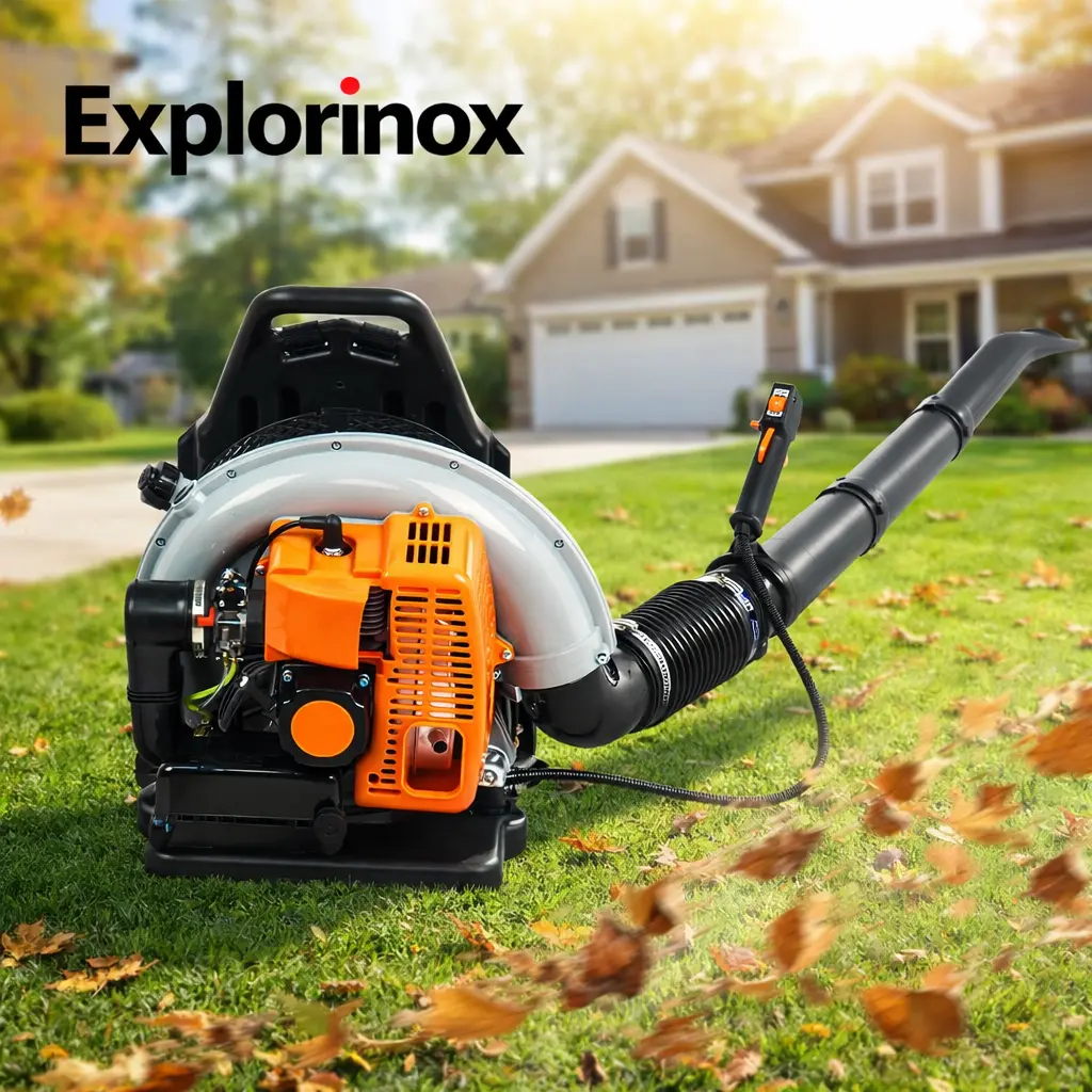 Explorinox Gas Leaf Blower, 63cc 2-Stroke Engine, 6800 RPM Max High-Strength Outdoor Multi-Purpose Snow Removal Tool (1 Set)