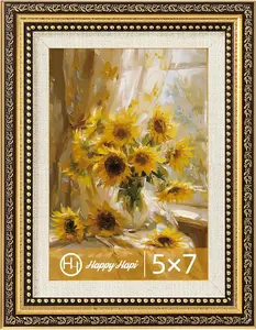 5x7 Picture Frame, Vintage Picture Frames for Wall or Tabletop Display, Gold Photo Frame for Wall DécorRetro Home Decor, 1 Pack
