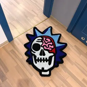 Rick and Morty Skull Brain Rug, Home Decorative Rug, Unique American Dark Aesthetic Carpet, Plush Bedroom Area Mat, Non-Slip Entrance Doormat