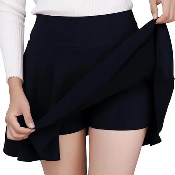FASHION Shorts for Women BasicVersatile Skorts Casual Stretchy FlaredSkater Golf Tennis Mini Skirts with Shorts
