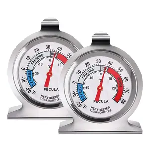 2 Pack Refrigerator Thermometer, -30~30°C/-20~80°F Large Dial Fridge Thermometer with Red Indicator for Freezer & Cooler