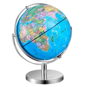VEVOR Rotating World Globe with Stand, 13 in/330.2 mm, Educational Geographic Globe with Precise Time Zone ABS Material, 720 °   Spinning Globe for Kids Children Learning Classroom Geography Education