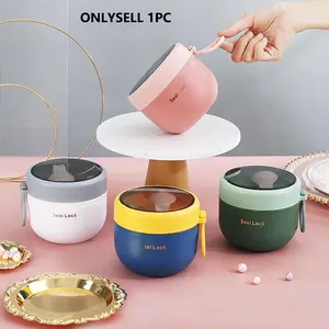 Portable Lightweight Plastic Breakfast Cup Bento Box, Food and Soup Container, Back-To-School Kitchen Essentials, Ideal Lunch Choice, Leakproof Bento Box