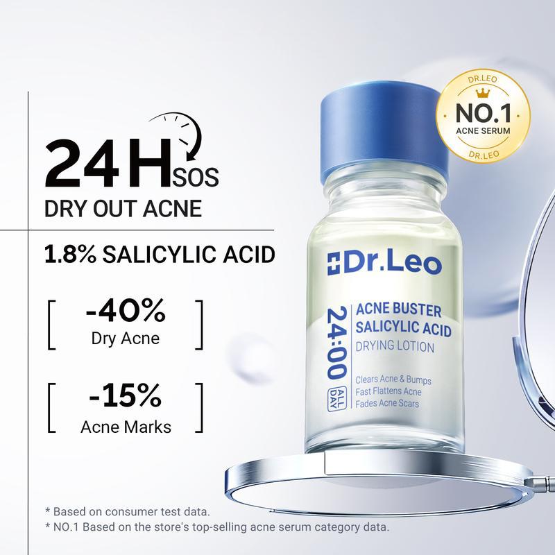 Dr.Leo 24H Acne & Pimple Treatment Drying Lotion with Salicylic Acid Sulfur & Niacinamide for Inflammation Relief Post-Blemish Care & High Pressure Pimple Relief | Acne Clearing Products