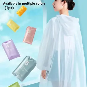 Thickened Adult Disposable Raincoat, Windproof Waterproof Eva Full Body Raincoat, Portable Reusable Hooded Raincoat for Outdoor Cycling, Rainproof
