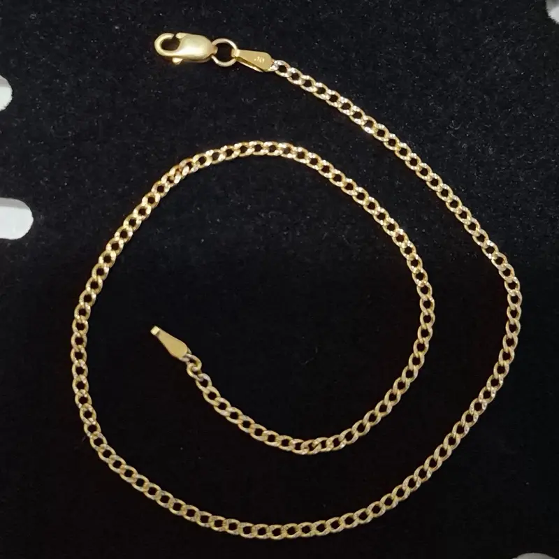 Cuban Chain Anklet - 10 in Long, 1.75mm Thick. 10K Real Gold.