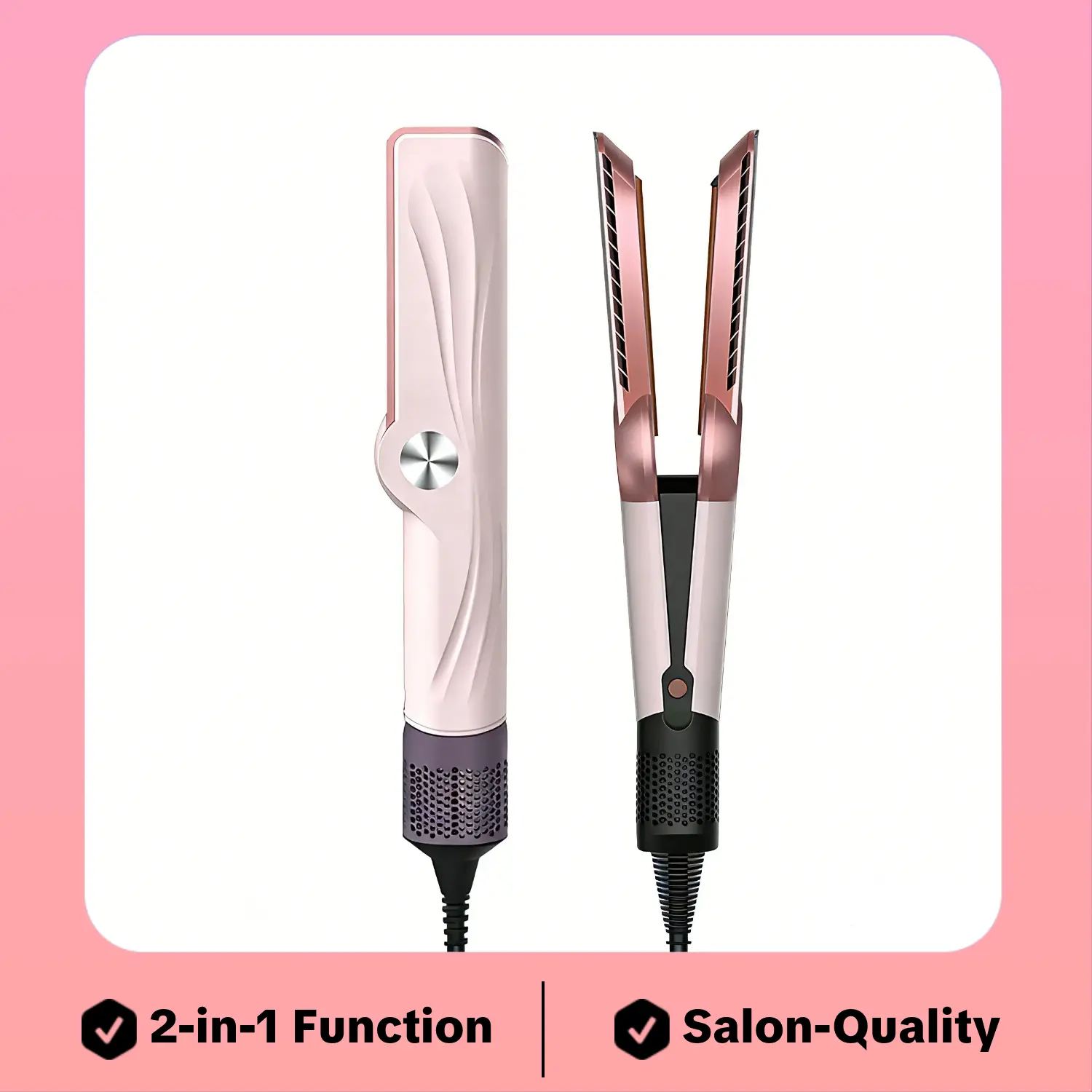 2-in-1 Unisex Hair Styling Air Straightener & Wet-to-Dry Blow Dryer Tool with LCD Display, Heat Control, Adjustable Temperature, Fast-Heating, High-Speed Airflow, 200M Negative Ions, Salon-Quality for 1A-3C Hair Types & 12-32in Length, Mother's Day Gift