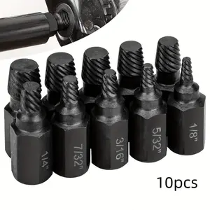10PCS  Screw Extractor Kit - Alloy Steel Damaged Screw & Broken Bolt Remover Set Easy Out Tool for Stripped Hex, Allen, Phillips Head Screws