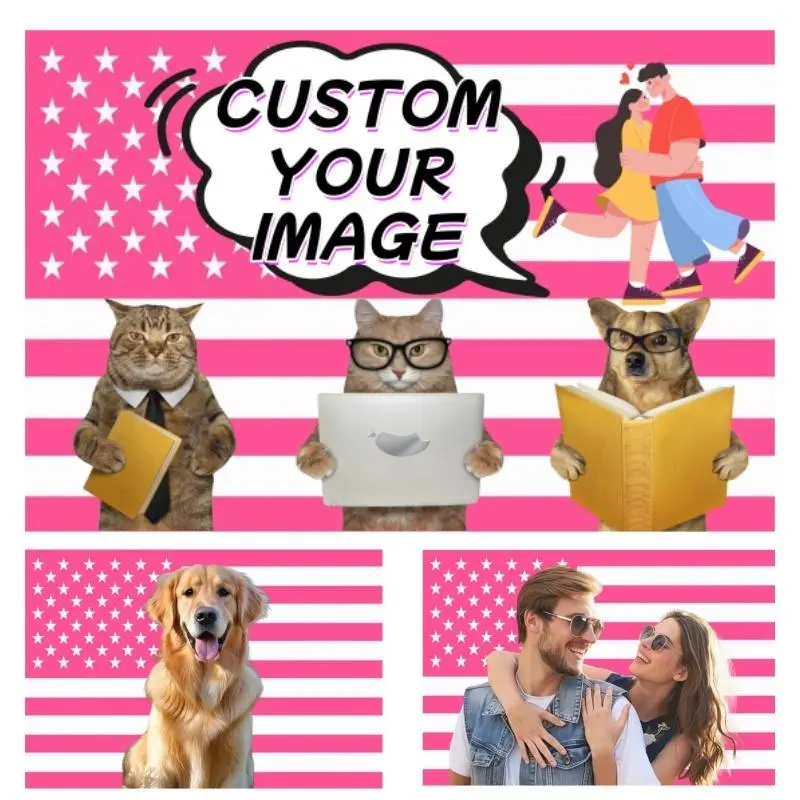 Custom Pink America Flag, Personalized Photo Flag Double Stitched Weatherproof, Custom Design Tapestry for Garden Yard Dorm Room valentine's gift for bf mothersdaygift