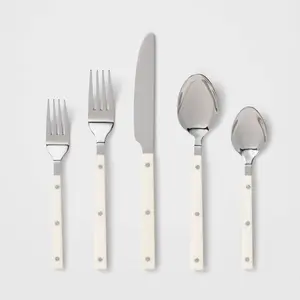 20pc Stainless Steel Burlington Silverware Set Cream - Threshold