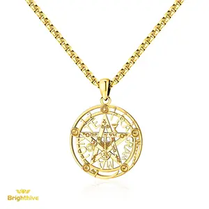 Tetragrammaton Pentagram Necklace – 18K Gold Plated & S925 Sterling Silver Wiccan Amulet Jewelry for Men & Women, Pagan Witchcraft Protection Gift