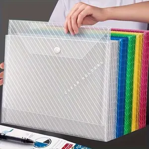2-Pack A4 Transparent PP File Folders with Snap Closure, Waterproof Document Bags for Office, School Supplies, Teacher Classroom Use