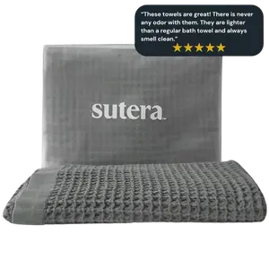 Sutera Silverthread Bath Towel - Antimicrobial Towel with Silver Ion Technology - Waffle Weave Design, Plush, Lightweight, and Quick-Drying for Everyday or Spa Use