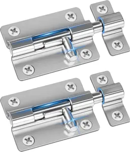 Door  Slide Latch Lock with 12 Screws , 2 Pack Keyless Entry , Thickened Heavy Duty Steel Sliding , Easy to Install Gate