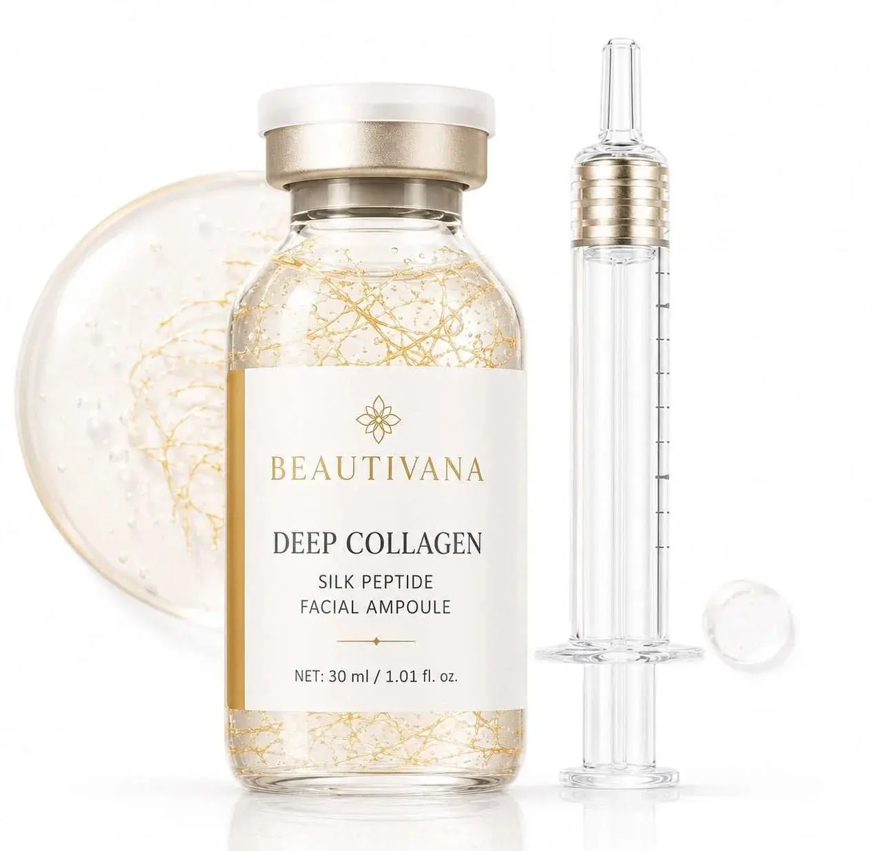 Collagen Silk Peptide Hydrating Facial Serum Ampoule, Skincare Hydration Boosting Treatment, Serums