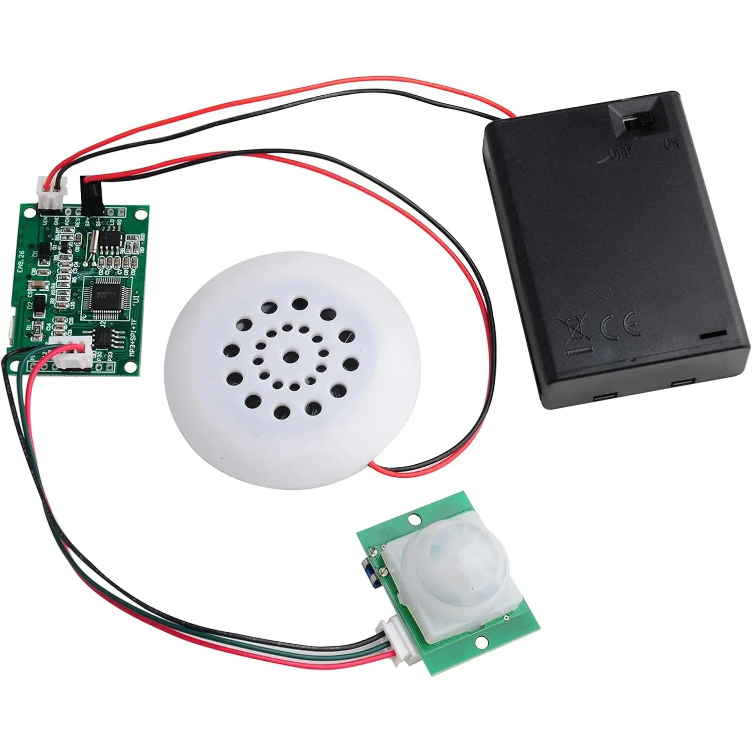 DIY MP3 Playback Kit with Voice Recording Module, Sound Welcomer Board, Speaker, PIR Sensor, USB Download Support, TF Card Compatibility, Manufacturer Warranty, Manufacturer Warrenty, Audios