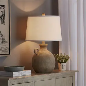 24 Inch Farmhouse Table Lamp With USB Charging Port