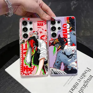 Anime Chainsaw Man Phone Case 2‑in‑1 Clear Jelly For Samsung Case | Galaxy S26/S26+/S26 Ultra/S25/S24/S23/S22 | Dopamine Photo Card Holder | Slim Soft TPU Shockproof Anti‑Yellowing Lightweight Trendy