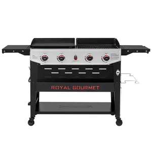 Royal Gourmet GD405B Propane Gas Grill and Griddle Combo, 4-Burner Event Combo Grill with Extra Set of Grilling Gear, Food Barbecue