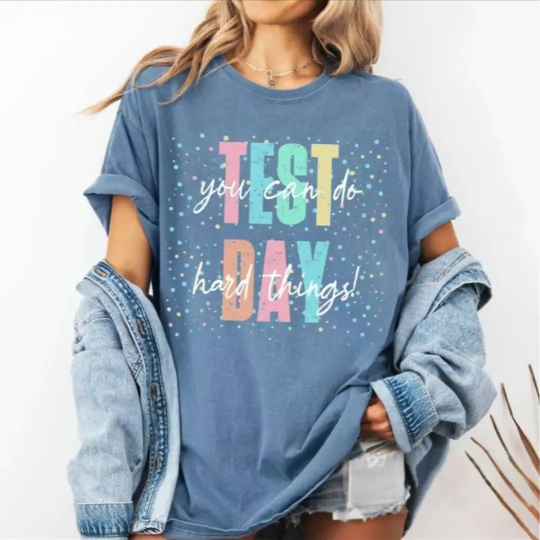 HappyShift - Comfort Colors Tee, Testing Day Shirt, State Testing Shirt, Teacher Life, Teachers Test Day, Confetti Teacher Shirts, You Can Do Hard Things