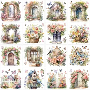 Rub on Transfers for Crafts: 16 Sheets  Flower Rub on Transfers for Furniture Garden Birds Transfer Sticker Decals DIY Craft for  Glass Home Decor (6 * 6 inches)