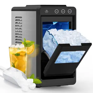 COWSAR Countertop Bullet Ice Maker Machine with Self-Cleaning & Light, Fast Ice Making, LED Control, Pull-Out Ice Drawer, Compact Portable Ice Maker for Home & Kitchen