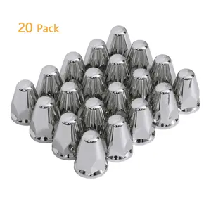 33mm by 2-5/8'' Push On Style Lug Nut Covers ABS Chrome Plastic for Semi Trucks Pack of 20/40/60