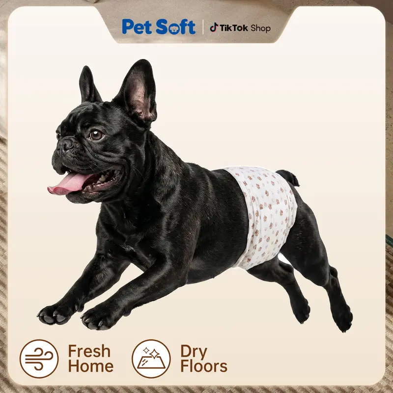 PetSoft Disposable Male Dog Wraps - Rapid-Dry Gel Tech, Superabsorbent, Breathable, Easy-to-Use, Non-Slip, Leak-Proof, Multi-Size Fits, Paw Print Designs, Travel-Friendly, Puppy Marking Help, Blue Stripe Change, Various Package Quantities for Pet Lovers