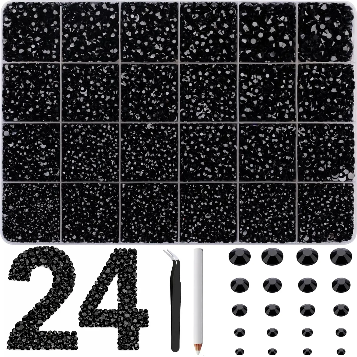 Rhinestone Bedazzled Kit - 30000 PCS 3mm Multicolor Flatback Synthetic Resin Beads, Sparkly Look Set with Tools for Artcrafts & DIY Nails, Enhances Creations for Hobbyists