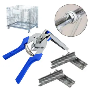 Hog Ring Plier Tool/ 600pcs M Clips Staples Chicken Mesh Cage Wire Fencing Caged clamp Poultry supplies Mesh Clip shading Hardware Safety Wire Pliers