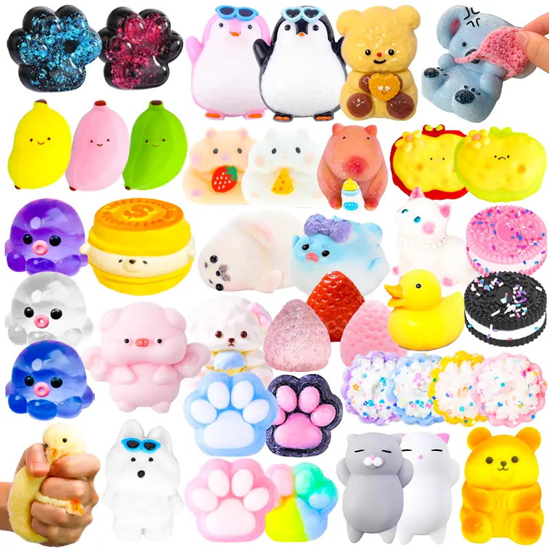Squishy Fidget Toys - Cute Cat Paw & Animal Themed Sensory Toys for Kids, Fake Food Stress Relief Gifts for Birthday, Christmas, Halloween