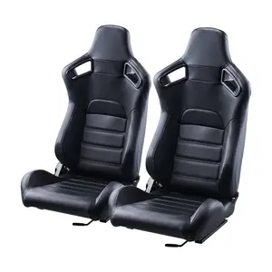 VEVOR Racing Seat, 2 Set, Adjustable Racing Cockpit with Wide Angle Reclining High-Resilience Foam, Comfortable Racing Chair with Soft PVC Leather Q235B Slider, Fit for Racing Cars Go-KartsVEVOR Super Brand Day