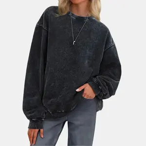 Women's Washed Hoodie Sweater Fashionable Design Using Acid Washing Process Equipped With Soft Hood And Kangaroo Pockets Breathable And Comfortable Suitable For Casual Street Wear A Festive Style Casual Sportswear Fashionable Top
