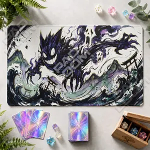 Gengarr Dark Ink Swirl Mouse Pad Cozy Gaming Desk Mat, TCG Anime Desk Mat Mousepad Trading Card, Playmat