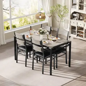 Dining Table Set for 4/2, Dining Room Table Set for 4/2 with Upholstered Chairs, Wood Kitchen Table Chairs Set of 4/2 with Corner Protector for Small Space, Kitchen, Apartment,