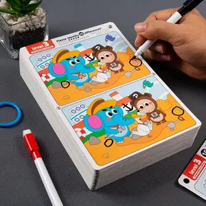 Find Differences Game Focus Training Set, 10 Sheets, Erasable Reusable, Interactive Observation Skill Development, Fun Puzzle Toy, Perfect Gift