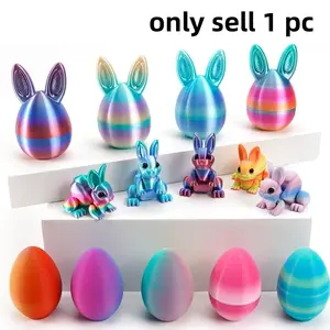 3D-Printed Bunny Egg Set with Rabbit-Ear Shell Design, Easter Home Decor Ornaments, Holiday Gift for Kids for Valentine’s Day, Birthdays and Parties