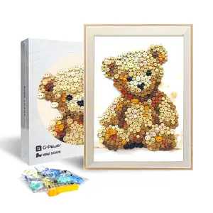 PixelKnot DIY Button Art Craft Kit - Glue-Free Assembly, Hang & Stand Frame Included, Homemade DIY Decorations, Handmade Gift for Adults