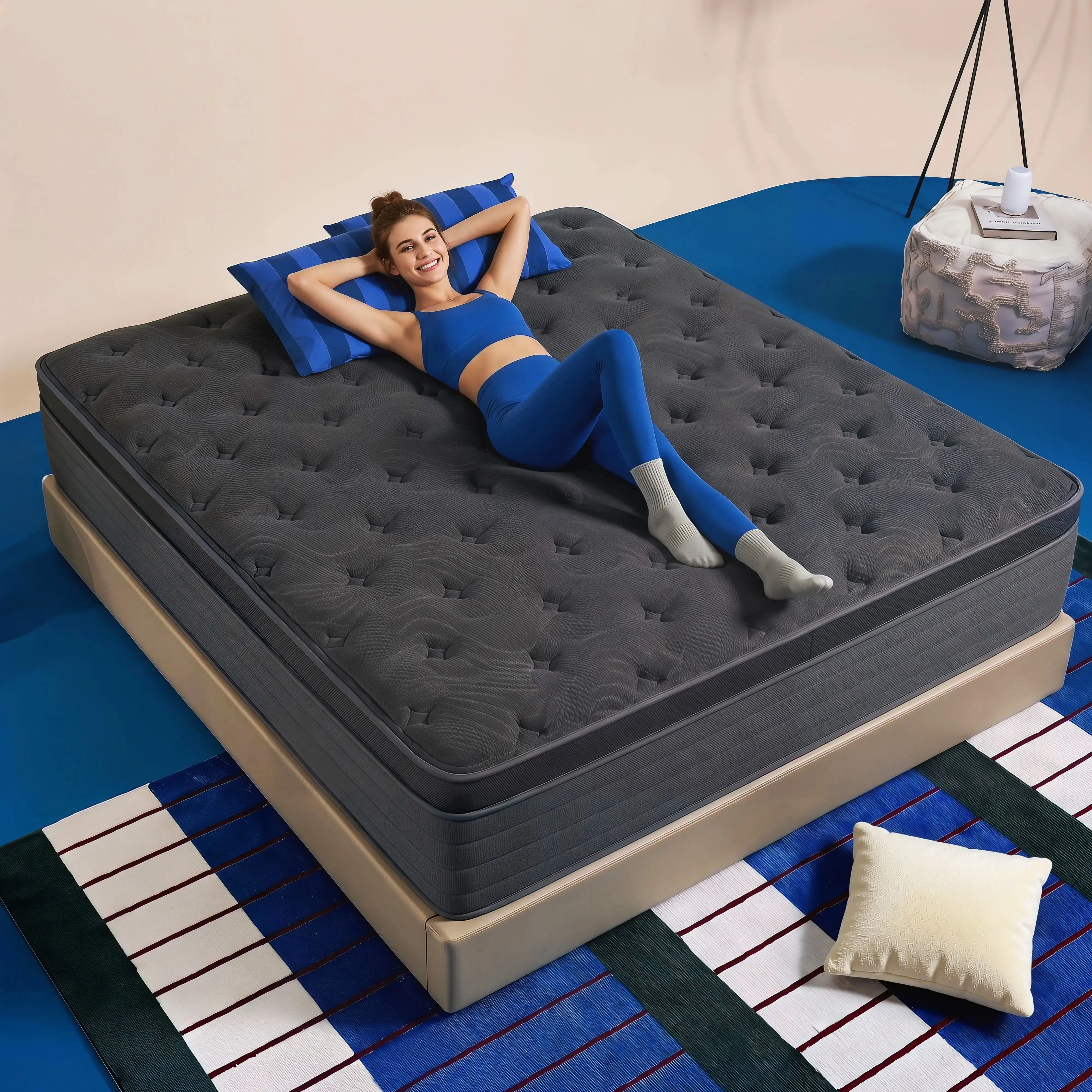 Hibrid mattress 12,14 Inch Queen Mattress King, Twin, Full Mattress, Equipped with Individually Wrapped Pocket Springs in a . Medium Firmness, Lumbar Support,Edge Reinforcement, Ergonomic Design, Fiberglass-Free,Suitable for Homes and Hotels gift box