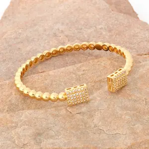 DLuxe Geometric Zircon Gold Bangle 6.5 inch (Little one)