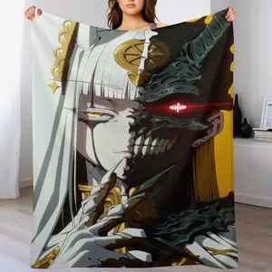 Anime Holy vs Evil Split Face Blanket, Angel Demon Split Art Throw Blanket, Dark Fantasy Cozy Fleece Blanket, Gothic Anime Home Decor, Aesthetic Bedding