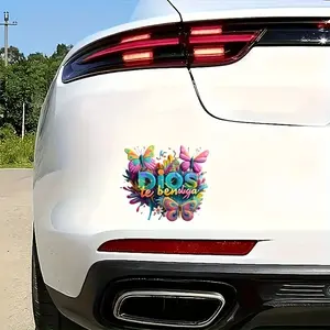 Vibrant PVC Stickers with Butterflies & Text Coating, Waterproof Self-Adhesive Scratch Resistant Decals for Laptops Cars Motorcycles Home Entrance Decor