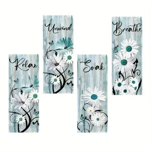 Daisy & Letter Pattern Hanging Sign, Wooden Home Sign, 1/10/20 Sets Wooden Wall Decoration, Outdoor Courtyard Decor & Plaque Party Decor