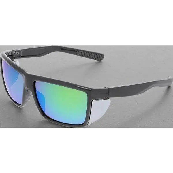 Z87-Certified Retro Style Welding Safety Glasses, Charcoal Frame, Green Mirror UV-Protection Lenses, Anti-Fog Scratch-Resistant Coating, Thermoplastic Rubber Nose Pads, Detachable Side Shields, Lightweight Durable Frame for Indoor-Outdoor Welding Work